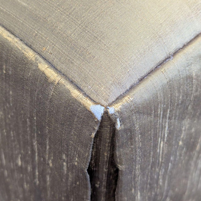 2010s Century Furniture Skirted Silk Ottoman For Sale - Image 5 of 6
