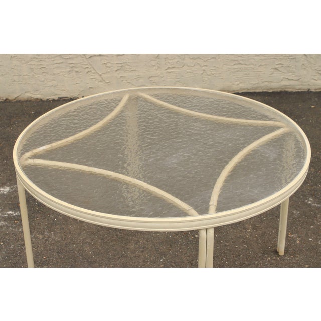 Mid-Century Modern Mid Century Modern Round Aluminum Glass Top Patio Dining Table For Sale - Image 3 of 12