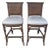 Pair of Tommy Bahama Vintage Bamboo-Style Bar Stools With Dragonfly Cushions – Tropical Rattan Back For Sale