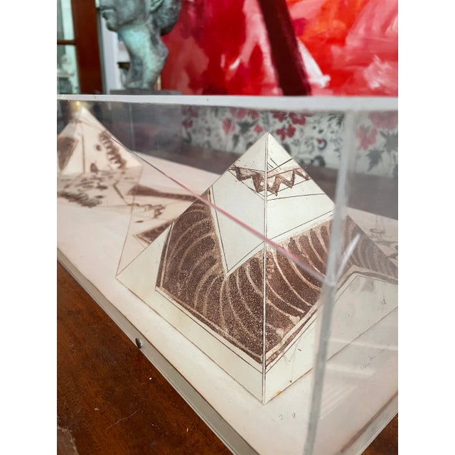 Benigna Chilla Artwork Diorama of Two Egyptian Style Pyramids For Sale - Image 4 of 13