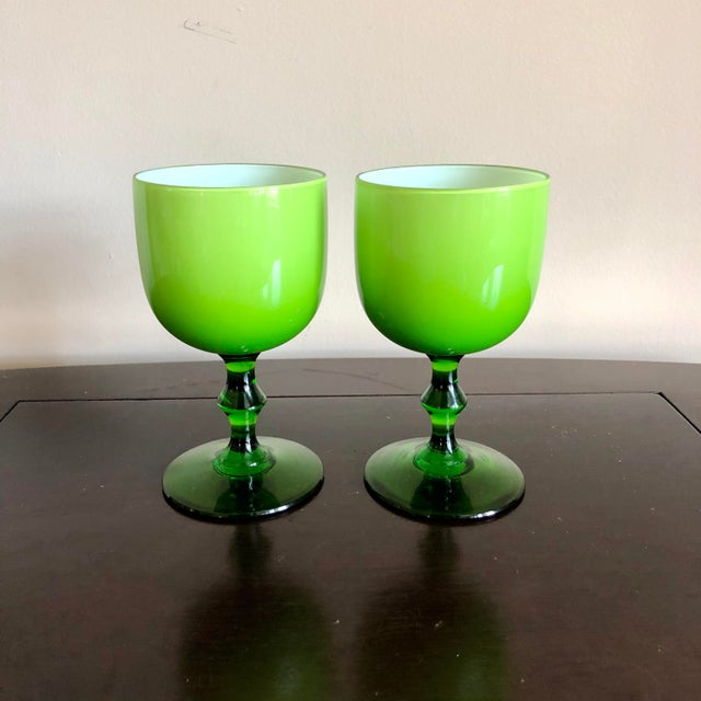 Carlo Moretti Emerald Green White Cased Glasses Set of 4 Chairish