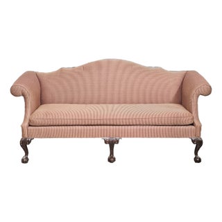 Late 20th Century Kittinger Mahogany Williamsburg Style Chippendale Style Sofa Claw and Ball Feet For Sale