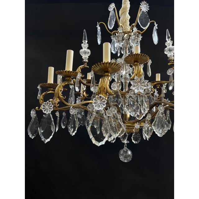 Bronze and Crystal Chandelier, 1890s For Sale - Image 11 of 18