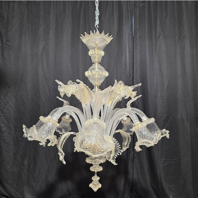 Murano Glass Chandelier, 1980s For Sale - Image 4 of 4
