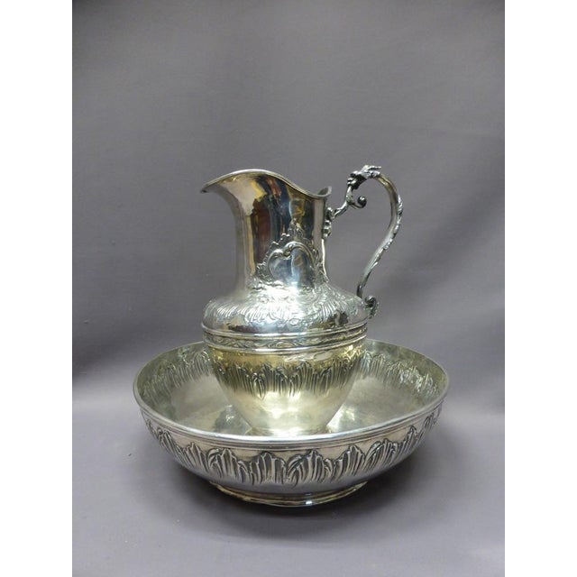 19th Century Silver Plated Basin and Ewer, Set of 2 For Sale - Image 12 of 12