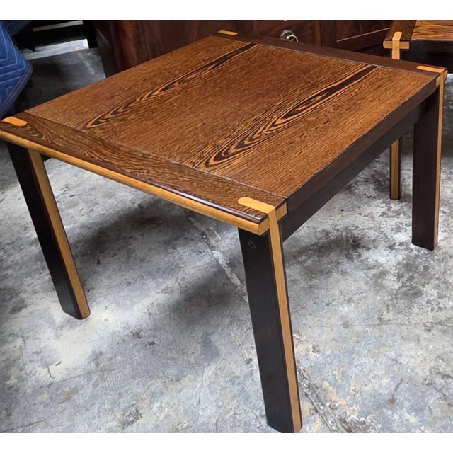 Mid 20th Century Exceptional Pair of Mid-Century Modern Zebrawood Side Tables With Contrasting Solid-Wood Joinery, Circa 1960s For Sale - Image 5 of 16