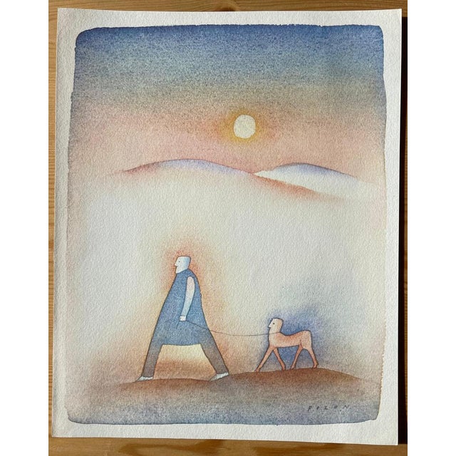 Jean-Michel Folon (1934-2005) The Walk Color heliogravure Signed in the plate On vellum, 18 x 24 cm (approx. 7 x 9 inches)...