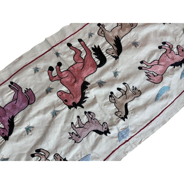 Twelve Horse Suzani Wall Hanging For Sale In New York - Image 6 of 6