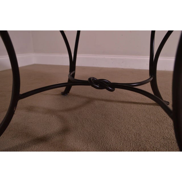 36" Round Faux Reptile Skin Top Iron Base Coffee Table For Sale - Image 11 of 13