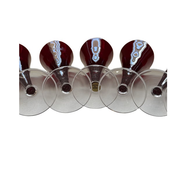 Ruby Red Vintage Mid-Century ModernPolish Ruby Red Art Glass Cordial Glasses Set of 6 Stemware For Sale - Image 8 of 14