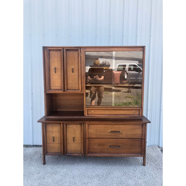 Mid Century Modern China With Cane Fronts & Glass Doors Chairish