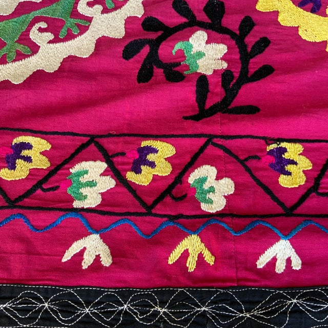 Antique Signed Hand-Embroidered Large Suzani Textile For Sale - Image 9 of 13