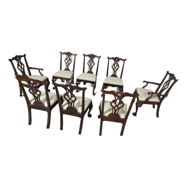 1980s Henredon Rittenhouse Chippendale Mahogany Dining Chairs – Set of 8 For Sale