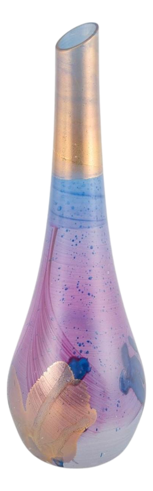 Slender Art-Glass Vase with Iridescent Surface, 1980s