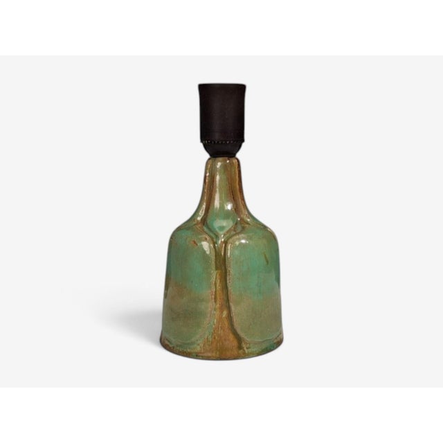 1970s 1970s Danish Modern, Table Lamp, Green Glazed Stoneware For Sale - Image 5 of 10