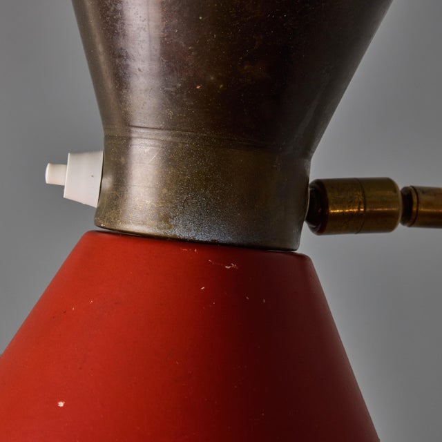 1960s Large Red and Grey Diabolo Articulating Wall Lamp Attributed to Pierre Guariche For Sale - Image 15 of 18