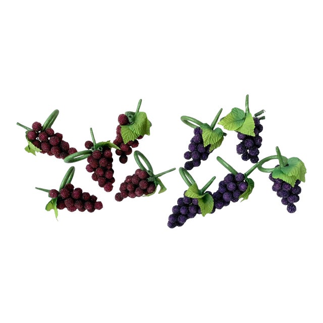 Set 10 Napkin Rings Beaded Fruit Grapes For Sale