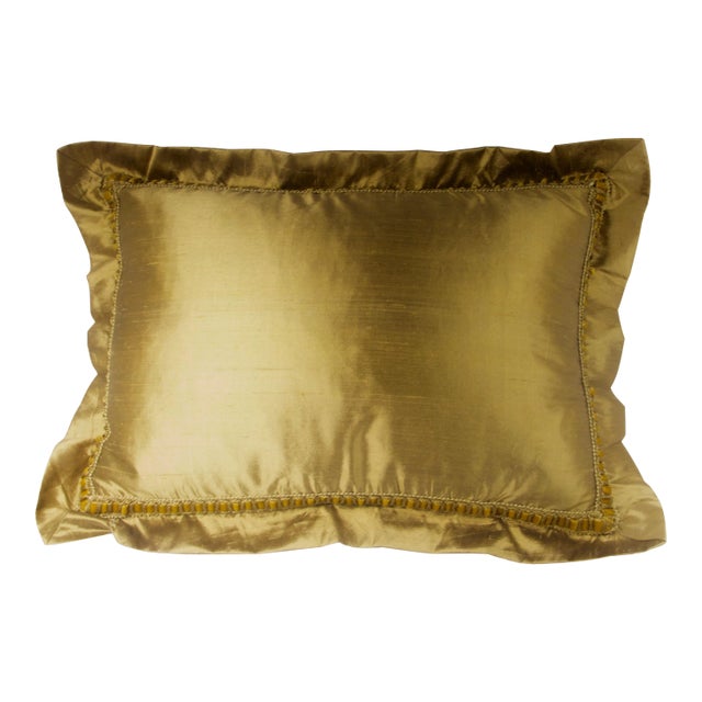 2000s Nwt Bronze Dupioni Silk Decor Pillow For Sale