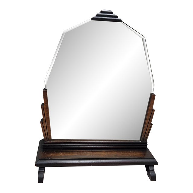 Art Deco Skyscraper Wood Tabletop Vanity Mirror C1930 For Sale