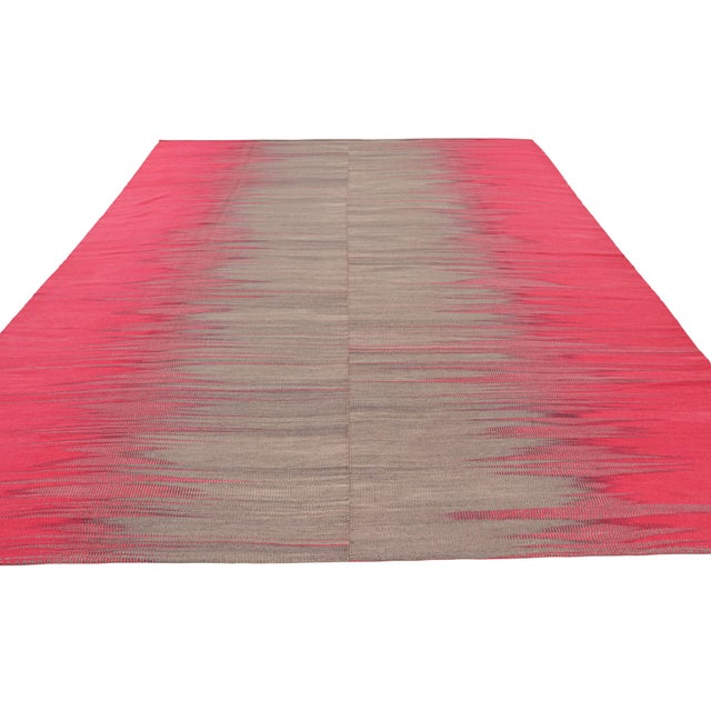 2010s Rug & Kilim’s Contemporary Kilim in Brown & Pink Stripes & Geometric Patterns For Sale - Image 5 of 7
