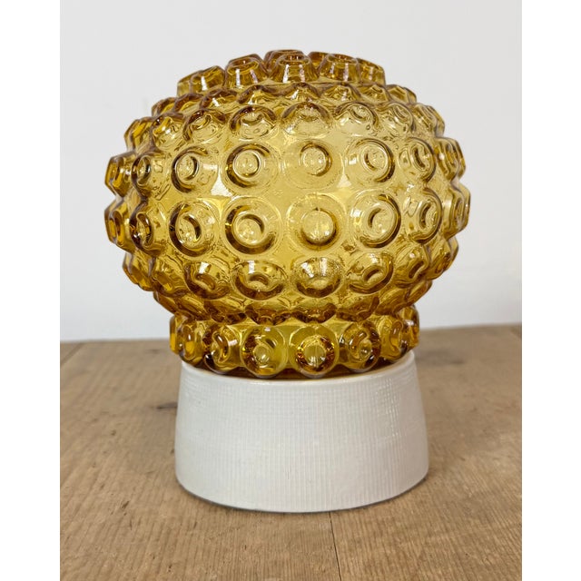 Vintage White Porcelain and Glass Ceiling Light, 1970s For Sale - Image 4 of 14