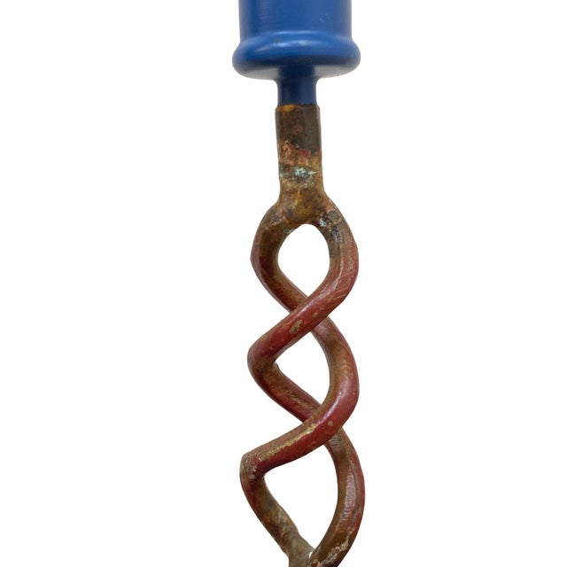 Modern Regency Blue and Gilt Brass Candlesticks, 1950s, Set of 2 For Sale - Image 4 of 12