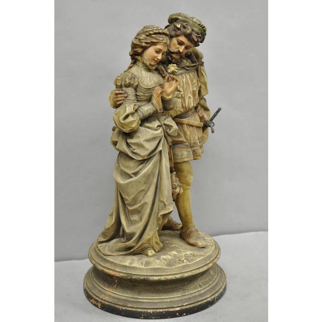 Antique French Renaissance Hennecke & Co "Faust & Marguerite" Plaster Statue For Sale - Image 10 of 18