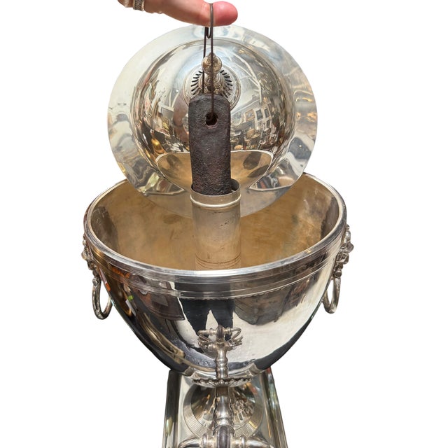 Early 19th Century Antique Regency Style Silver Samovar With Lion Heads & Original Heater For Sale - Image 5 of 5