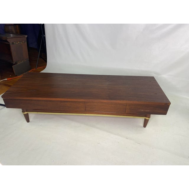 Mid-Century Modern American of Martinsville Walnut Bench by Merton Gershun For Sale - Image 3 of 13