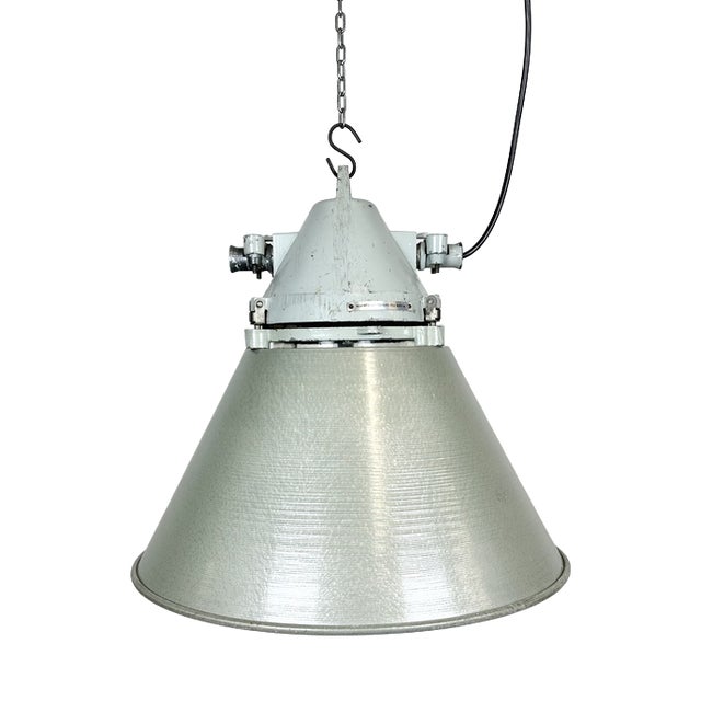 Industrial Explosion Proof Ceiling Lamp with Aluminium Shade from Elektrosvit, 1970s For Sale