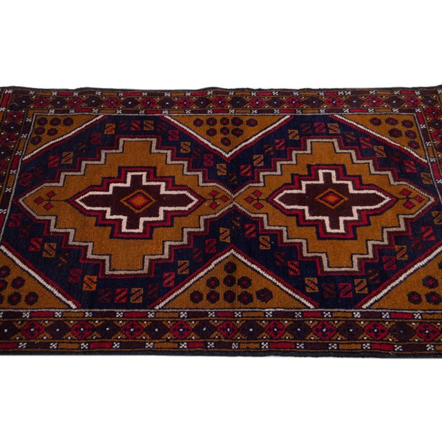 1960s 1960s Vintage Persian Balouch Handmade Red Medallion Wool Rug For Sale - Image 5 of 7