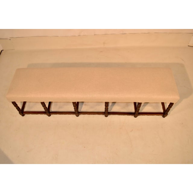 Wood 19th Century French Long Upholstered Bench For Sale - Image 7 of 7