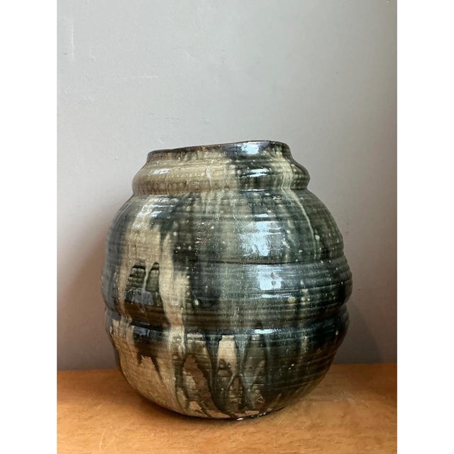 Charcoal Vintage Handcrafted Ceramic Vessel For Sale - Image 8 of 12