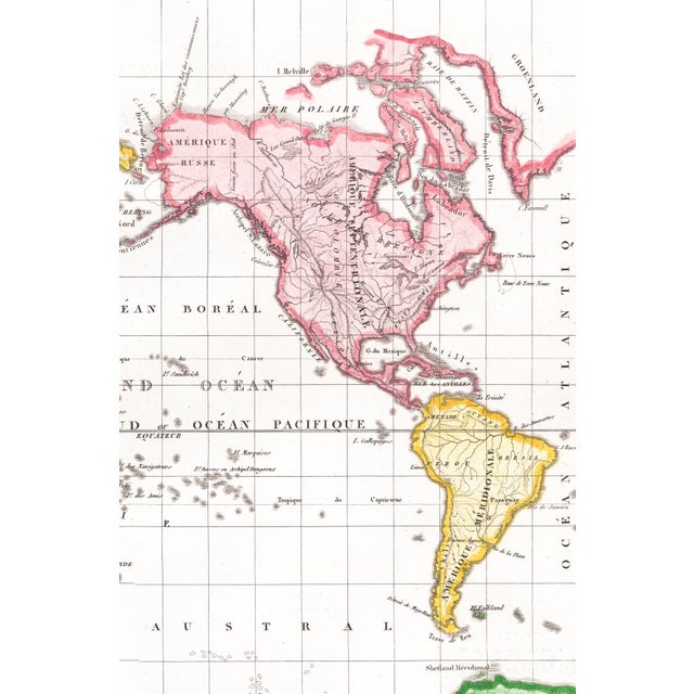 1816 Pierre Lapie Map "MappeMonde Physique Sur La Projection De Mercator" For Sale - Image 4 of 5