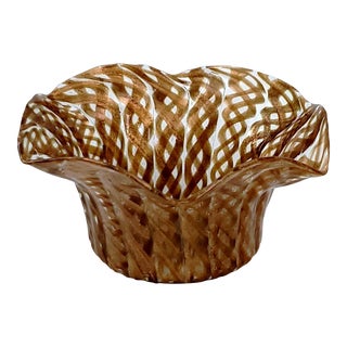 Vintage Zanfirico Bowl Attributed to Murano Venetian Italy For Sale
