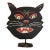 Antique Wood Folk Art Vintage Halloween Cat on Metal Base For Sale