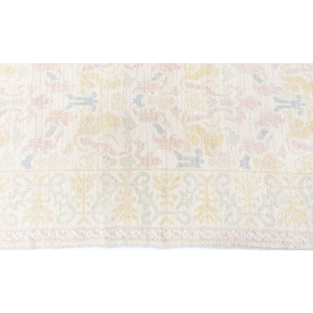 Doris Leslie Blau Vintage Spanish Floral Soft Beige Hand-Knotted Wool Carpet For Sale - Image 9 of 9