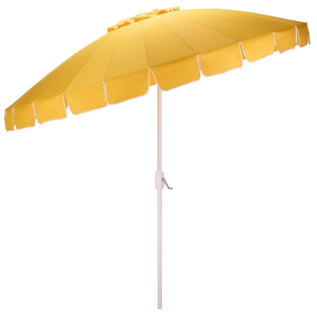 Yellow Panza 9 Ft Crank Umbrella, Yellow/White Pole For Sale - Image 8 of 9