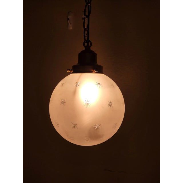 Vintage Starburst Pendant With Brass Hardware For Sale - Image 4 of 5