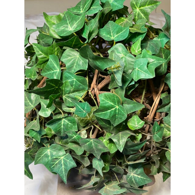 Plastic Vintage Earthenware Planter With Round Faux Plant For Sale - Image 7 of 8