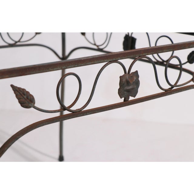 1950s Decorative Garden Patio Side End Table of Wrought Iron With Foliate Motif For Sale - Image 5 of 8