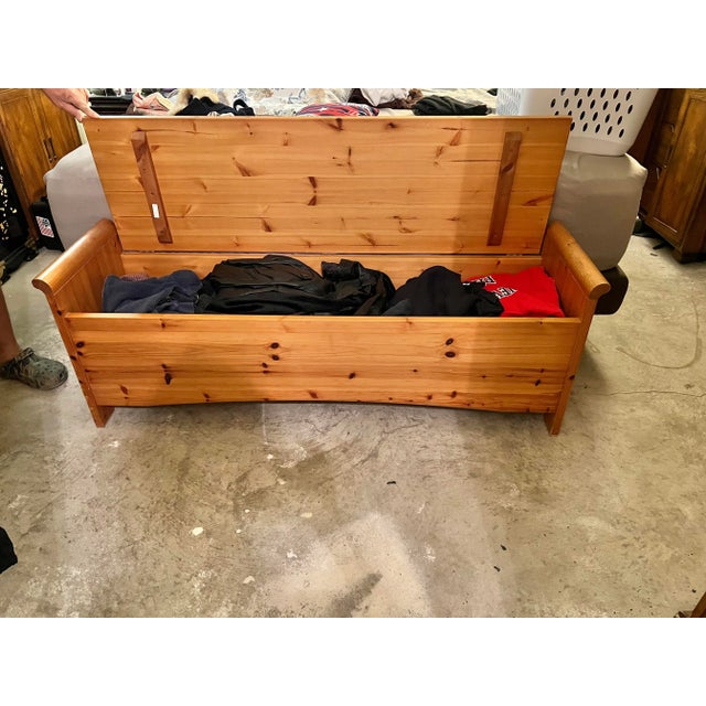 Farmhouse Italian Wood Bench With Storage Blanket Chest For Sale - Image 3 of 5