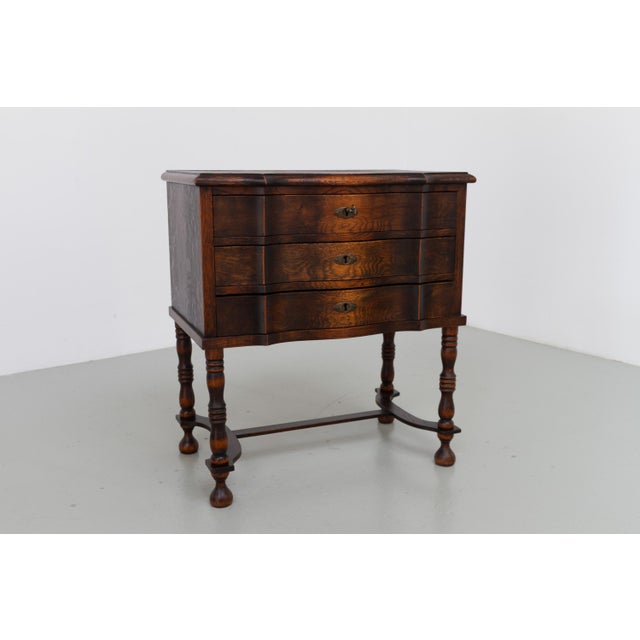 Rococo Antique Danish Oak Chest of Drawers, 1910s For Sale - Image 3 of 18