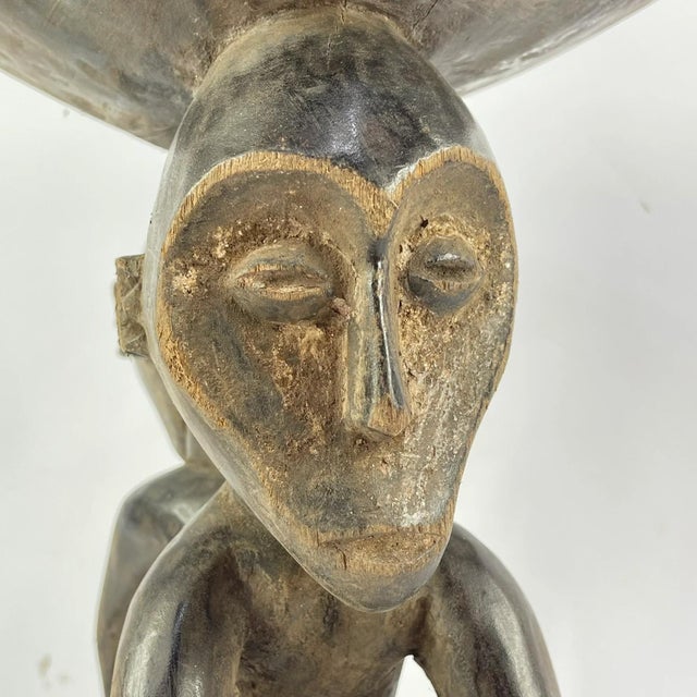 African Early 20th Century Luba Stool with Dual Caryatid Figures For Sale - Image 3 of 12