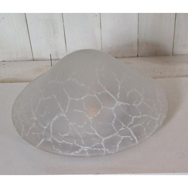 Vintage Ceiling Lamp with Black Metal Bracket and Curved White Marbled Glass Shade by Teka-Leuchten, 1980s For Sale - Image 4 of 9