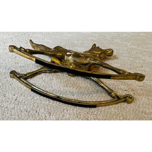 Traditional Large 1970s Vintage Statue Brass Rocking Horse For Sale - Image 3 of 6