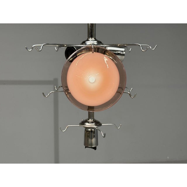 Mid-Century Modern, Bright Pink Murano Glass, Chrome, Pendant Light, 1960s For Sale - Image 9 of 9
