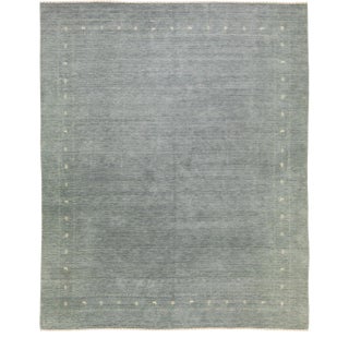 Modern Gabbeh Style Gray Hand-Loom Minimalist Pattern Wool Rug For Sale