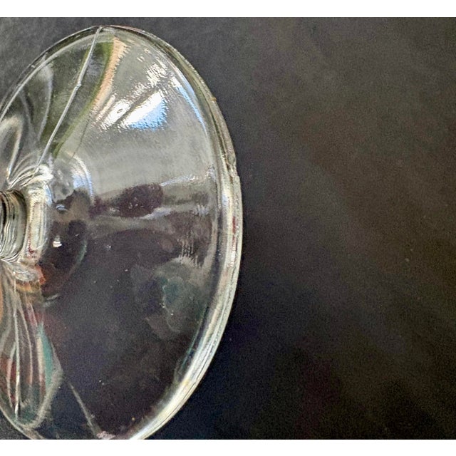 Transparent Vintage Wine Glasses by Standard Glass Co in the Criss Cross & Punties Pattern – Set of 6 Gobblets - Art Deco Depression Glass – 7.25" For Sale - Image 8 of 9