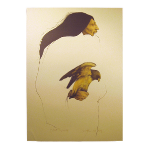 1980s Frank Howell Original Lithograph "Distant Eyes" Hand Signed Artwork